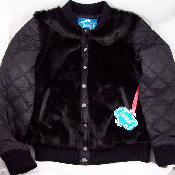 L'Amour Nanette Lepore Black Faux-Fur Jacket - Picture 1 of 7